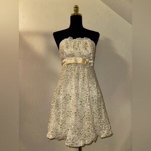 Elegant Cream Lace Vintage Dress